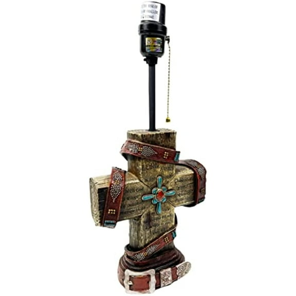 Urbalabs Bible Verses Religious Faith Hope Love Christian Scripture Rustic Home Decor Table Lamp Farmhouse Nightstands Living Room End Tables Lamps for Bedrooms (Cross Lamp Only)