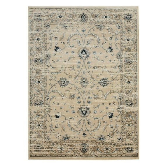 EORC Beige Machine-made Polypropylene Traditional Distressed Bohemian Isabella Rug, 4' 3 x 5'10-Color:Beige,Material:Polypropylene