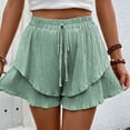 thumbnail image 4 of Krdevn Women's Pleated Wide Leg Shorts Summer Elastic Waist Casual Loose Fit High Waist Shorts Lightweight Breathable Pockets Beach Vacation Stretch,Size L, 4 of 5