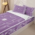 thumbnail image 3 of jejeloiu Soft Paisley Zipper Full Size Comforter Sets with Fitted Sheet and 2 Pillowcases,Delicate Pattern Zipper Bedding Set For Adults,Purple White,Reversible,4-Piece, 3 of 7