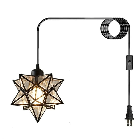 Plug In Chandelier Lighting With Long Cord Nordic Style Plastic Black Rattan Lamps Boho Hanging Lamp
