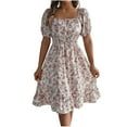 thumbnail image 2 of Sakmal Summer Dresses for Women 2025 Long Short Sleeve Sundress White Floral Dresses S-XL, 2 of 5
