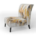 thumbnail image 3 of Designart "Symmetrical Abstract Grey Yellow Vision" Grey Cubism Upholstered Accent Chair - Modern Arm Chair For Bedroom, 3 of 7