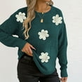 thumbnail image 5 of Byworldtasic Womens Oversized Casual Long Sleeved Sweater Round Neck Flower Printing Top Pullover Sweater, 5 of 7
