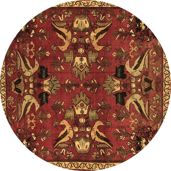 Ahgly Company Indoor Round Animal Brown Traditional Area Rugs, 7' Round