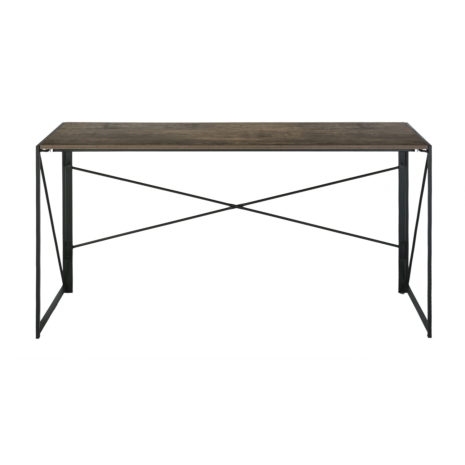 Homy Casa 55″ Folding Craft and Work Table, Industrial Wood Desk for Home Office, Sewing, DIY, Brown