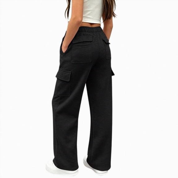 UAYOTSE Girls Cargo Sweatpants Wide Leg Baggy Lightweight School Pants Casual Athletic with Pockets for Teen Kids Clothes,Sizes 11-12 Years