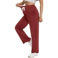 thumbnail image 4 of Sakmal Sweatpants for Women Plus Size Wide Leg Fleece Lined Boyfriend Pants Solid Running 30" Inseam Sweatpants for Women XL, 4 of 9
