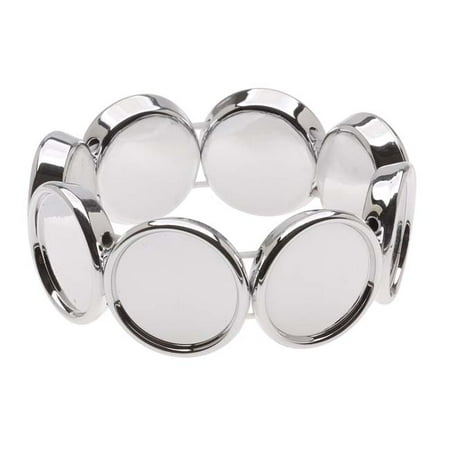 Lcd Plastic Bezel - Silver Tone Plastic Stretch Bezel Collage Bracelet 20mm Circle - 7 Inch (1)