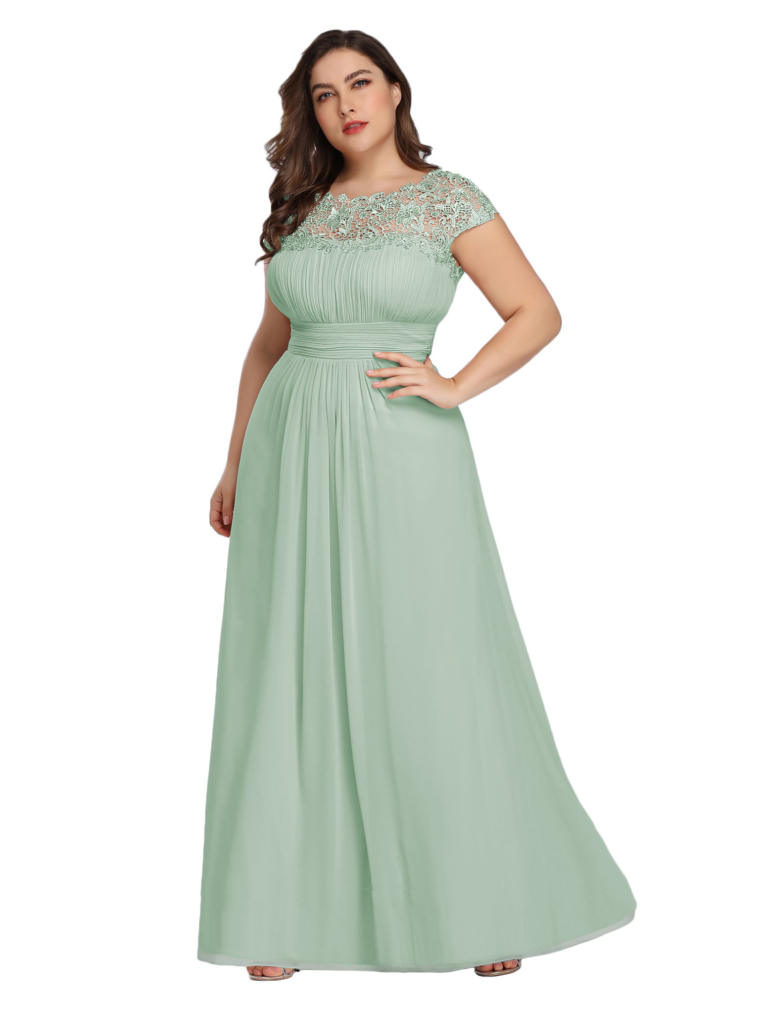 Long Chiffon Lace Evening Formal Party Ball Gown Prom Bridesmaid Dress Size 8-24 