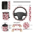 thumbnail image 5 of Uorisanigo Strawberry Daisy Printed Auto Seat Covers 15 Pack, Car Seat Cover Full Set with Steering Cover Safety Seat Belt Pads Coasters Set Car Trash Bag Air Vent Storage Bag Mirror Cover Keychain, 5 of 7