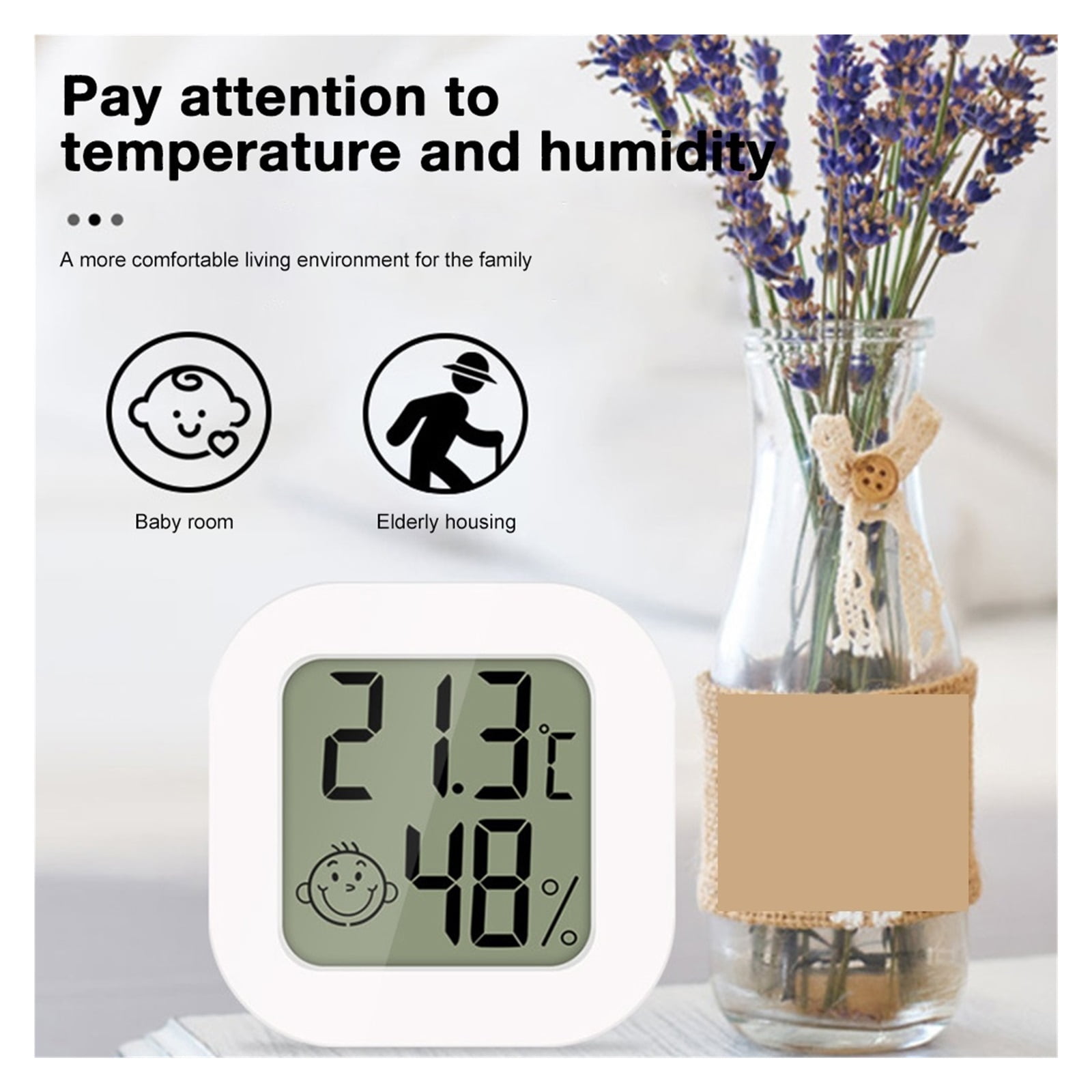 Mini LCD Digital Thermometer Hygrometer Indoor Temperature Home Gauge Humidity Meter White