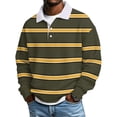 thumbnail image 1 of Ceisia Men's Vintage Waffle Knit Polo Sweater | Loose Drop-Shoulder Color Block Striped Long Sleeve Pullover Gifts, 1 of 5