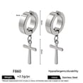 thumbnail image 2 of No Piercing Cross Dangle Clip On Earrings for Men Women - Titanium Steel Non Pierced Huggie Earrings, Religious Christian Jewelry, 2 of 9