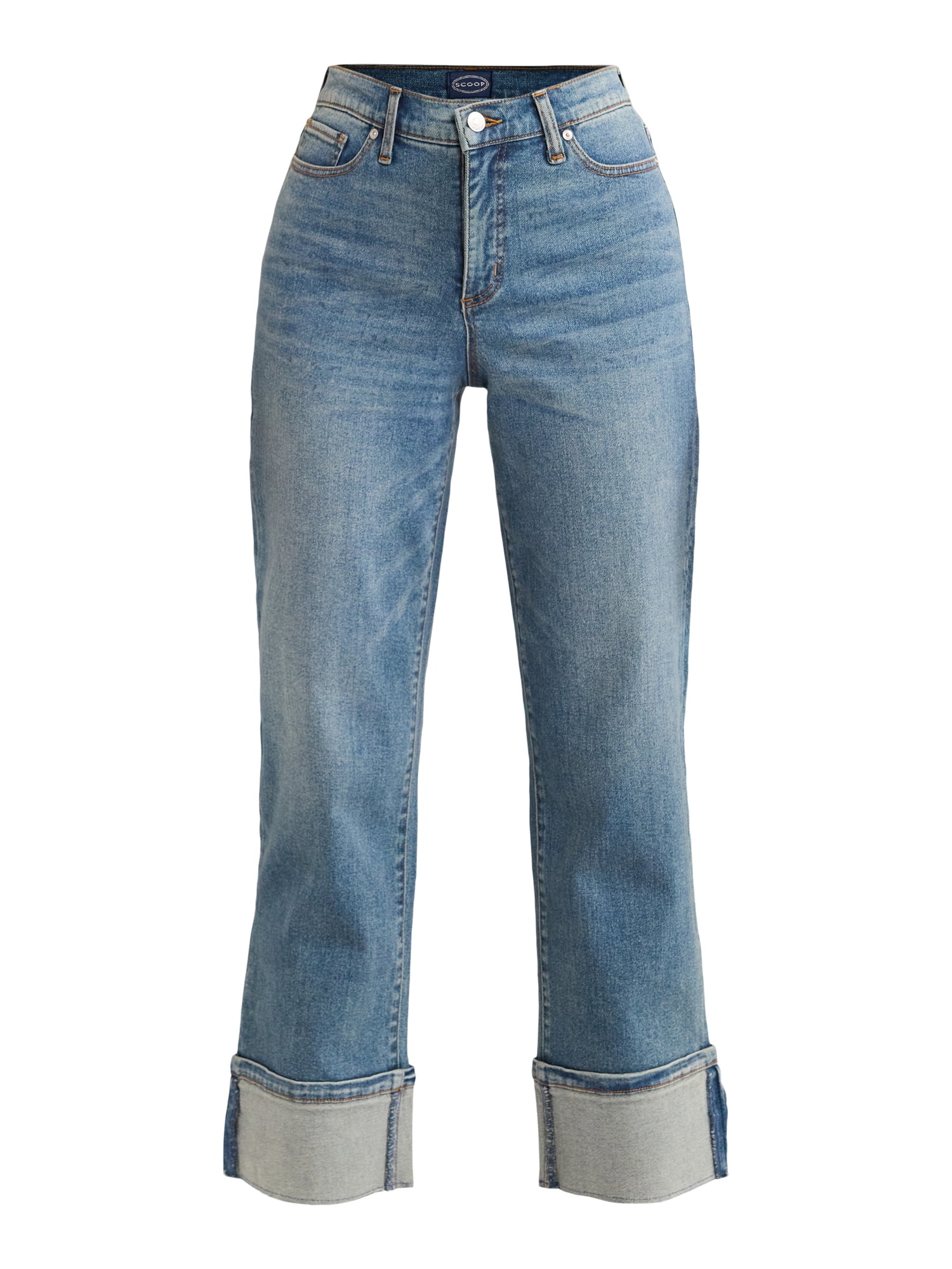 Scoop Women's and Women's Plus Benton Cuffed Ankle Jeans, 25", 27", and 29" Inseams, Sizes 0-26W