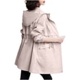 thumbnail image 4 of Ohufall Womens Jacket Windproof Hooded Long Sleeve Zip Front Jacket Adjustable Waist Multi Cargo Pocket Fashion Coat, 4 of 4