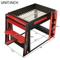 thumbnail image 2 of Harper & Bright Designs Queen Size Gaming Loft Bed with Desk & LED Lights, Queen Wood Loft Bed Frame with Two Storage Shelves, Black+Red, 2 of 15