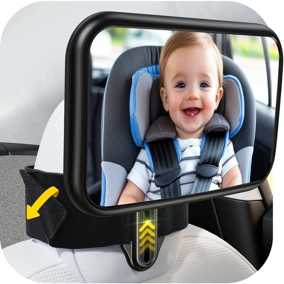 Espejo para bebé para auto TAZENI para reposacabezas fijo, 28 cm, visión 360°