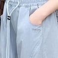 thumbnail image 6 of Girl's Cargo Pants Loose Baggy Jeans Drawstring Elastic Waist Streetwear Y2K Barrel Pants with Pockets (5-15 Years Old) Blue 14-15Years, 6 of 8