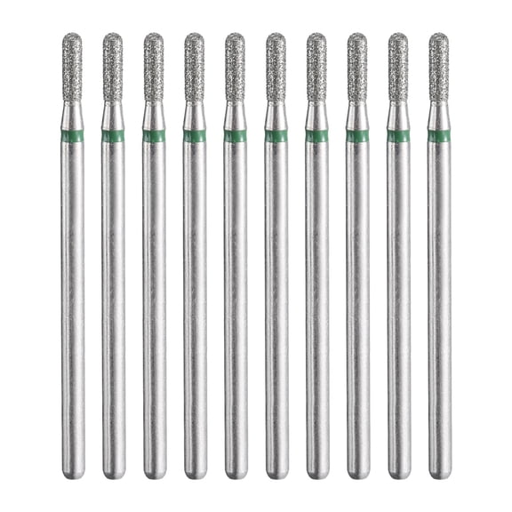 Uxcell 10pcs 100-120 Grits Diamond Grinding Burrs Bit 2mm Cylindrical Ball Head 2.35mm Shank 6.8mm Length Stone Sanding Drill Bits Rotary Tool