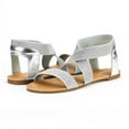 thumbnail image 4 of Dream Pairs Women Elastic Ankle Strap Flats Sandals Summer Casual Street Flats Sandals Elatica-6 Silver/Pu Size 9, 4 of 5