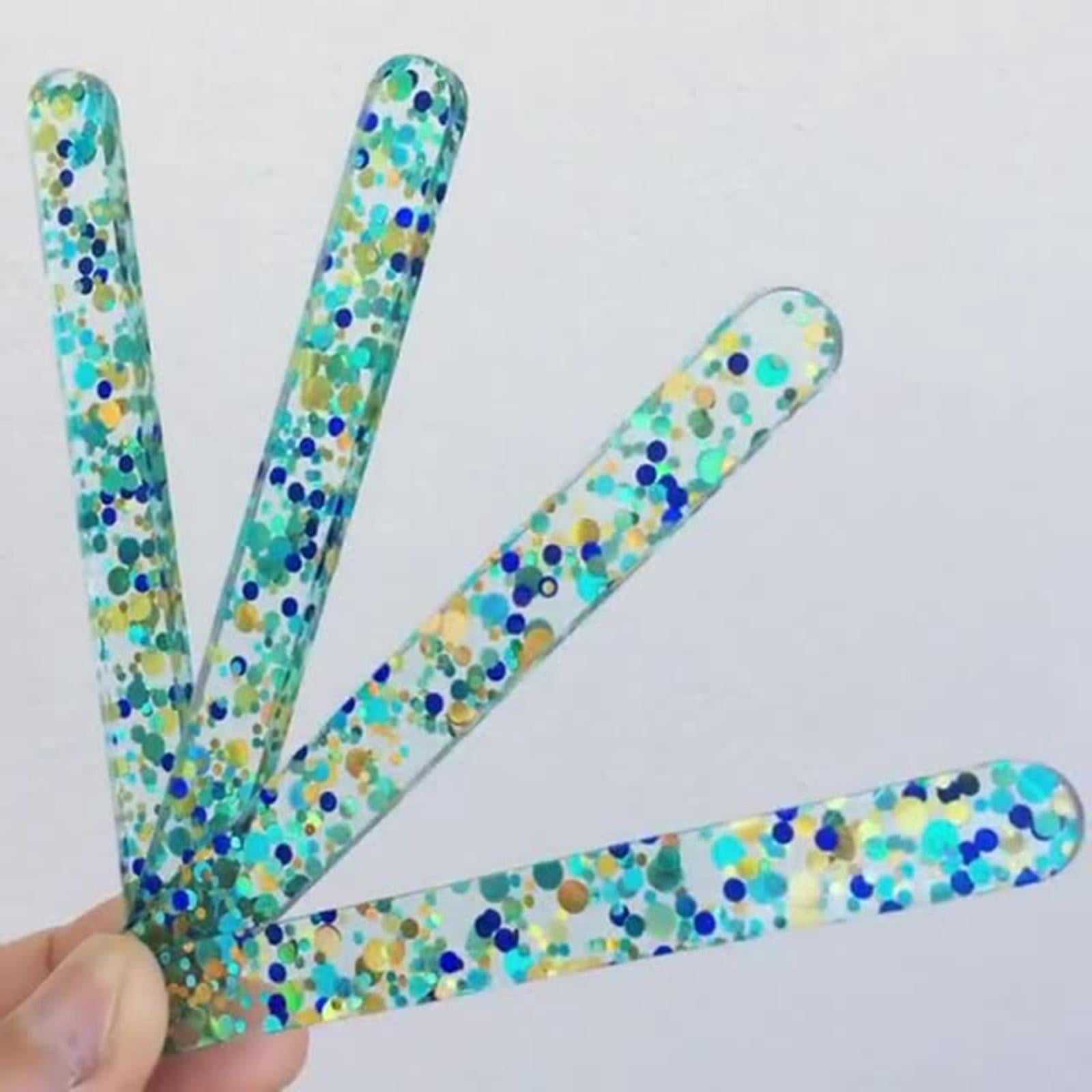 HannLk 50 pcs Reusable Multicolor Glitter Ice Cream Sticks Adorable Gifts Durable Use