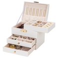 thumbnail image 1 of Caja de joyas Homde organizadora blanca de 3 niveles con cierre, 1 of 9