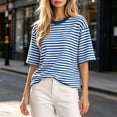 thumbnail image 4 of yillto Womens Striped Tee Oversized Baggy Short Sleeve Tops Casual Crewneck Loose Summer Tshirts, 4 of 7