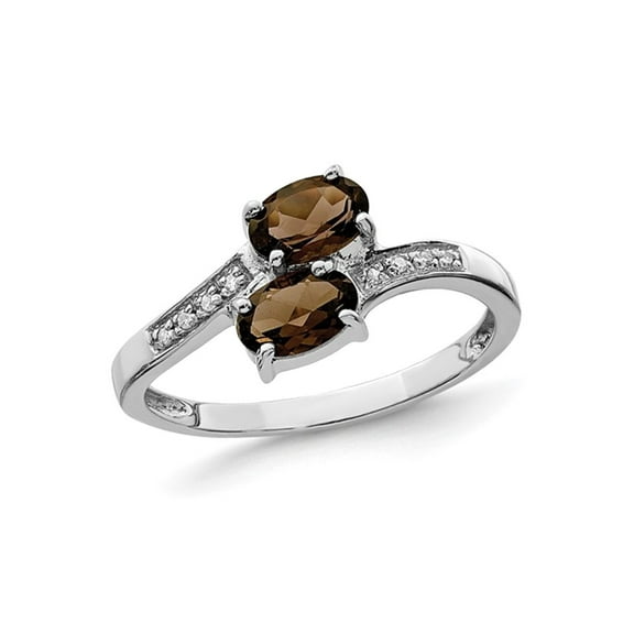 3/4 Carat (Ctw) Smoky Quartz Two-Stone Ring in Sterling Silver