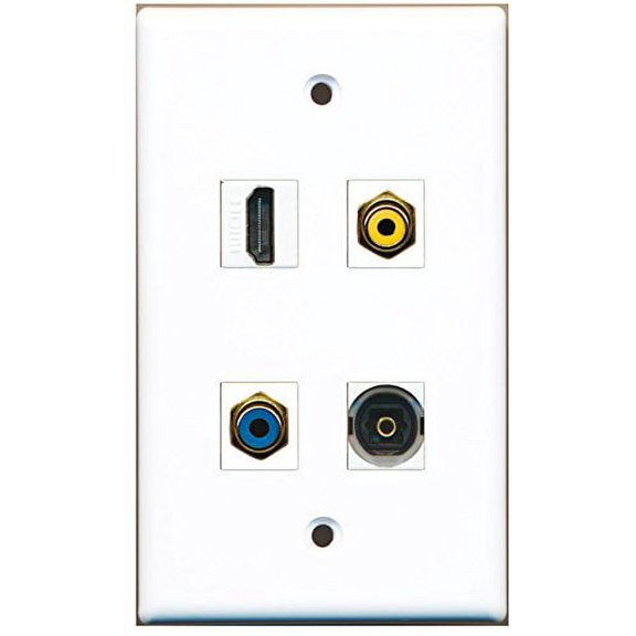 RiteAV - 1 Port HDMI 1 Port RCA Yellow 1 Port RCA Blue 1 Port Toslink Wall Plate