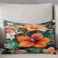 thumbnail image 3 of Burnt Orange Flower Throw Pillow Cover 12 x 20 Inch Decorative Pillow Cover Vintage Botanical Floral Lumbar Pillowcase Seasonal Rectangle Cushion Case for Couch Sofa Bed Living Room, 3 of 7