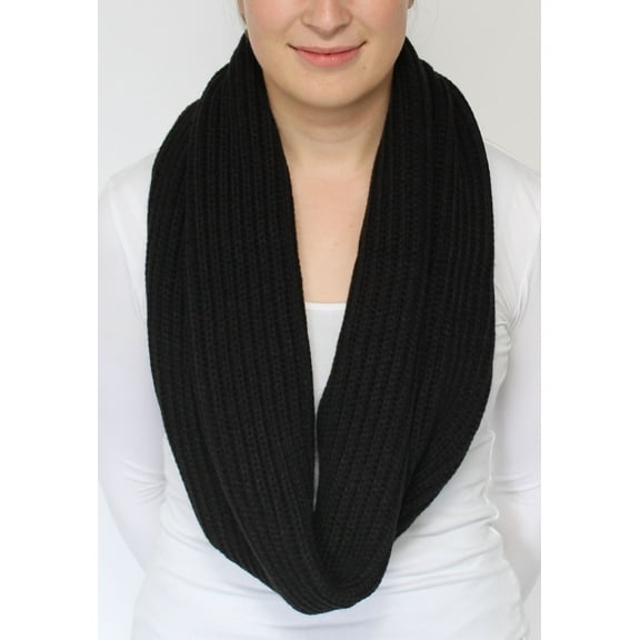 Giorgio Rimaldi Solid Color Knit Infinity Loop Scarf - black