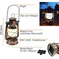 thumbnail image 3 of Lámpara LED para camping - Diseño vintage - Regulable - Requiere batería de litio 18650 - 23,5 cm - Blanco cálido de una sola pieza, 3 of 5