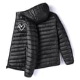 thumbnail image 2 of LpwkSSA Men's Cotton Parkas Solid Color Zipper Lightweight Hooded Winter Warm Cotton Puffer Jacket Long Sleeve Parkas Waterproof Coat Black XXL, 2 of 5