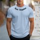 thumbnail image 2 of Camiseta informal de manga corta para hombre - Estampado con letras, cuello redondo - Mezcla de poliéster y spandex - Corte ajustado, tallas S-XXXL, estilo versátil, 2 of 4
