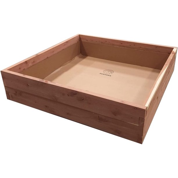 SunVara Raised Garden Bed, Wooden Planters for Outdoor Plants Box Panel ...