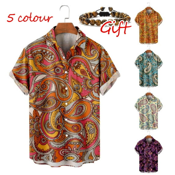 Paisley Men's Hawaiian Shirt Fashionable and Unique Top Summer Top for Travelling and Dating