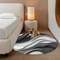 thumbnail image 2 of Round Rugs 5Ft, Black Grey Ombre Round Area Rug Washable Indoor Throw Carpet, Moire Modern Aesthetics Geometric Abstract Soft Non Slip Circle Rug for Cabinet Bathroom Home Decor Aesthetic, 2 of 8