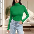 thumbnail image 2 of Gkeoshab Womens Tops Women's High Neck Cowl Neck Long Sleeve T-Shirt Cotton Layering Top for Everyday Wear Green 4XL, 2 of 7