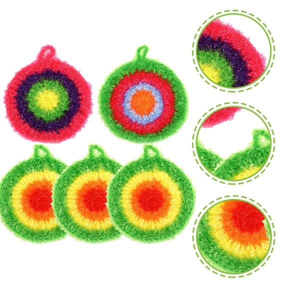 5-Pack Round Kitchen Dish Towels Thick Cleaning Cloths for Tableware, Dishes, and General Kitchen Use