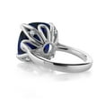thumbnail image 2 of Gem Stone King 925 Sterling Silver Blue Created Sapphire and White Diamond Engagement Ring for Women (14.12 Cttw, 14MM Cushion, Size 7), 2 of 3