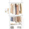 thumbnail image 1 of SONGMICS Floor to Ceiling Clothes Rack, 3-Tier Clothing Rack, Height and Width Adjustable Garment Rack, Wardrobe Organizer with 2 Rods and 1 Shelf, Reaching Rod, Matte White, 1 of 1