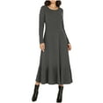 thumbnail image 3 of Oksale Midi Sweater Dress for Women Fall A Line Dresses Cozy Long Sleeve Knit Dress Casual Crewneck Business Dresses 2025 Gray M, 3 of 9