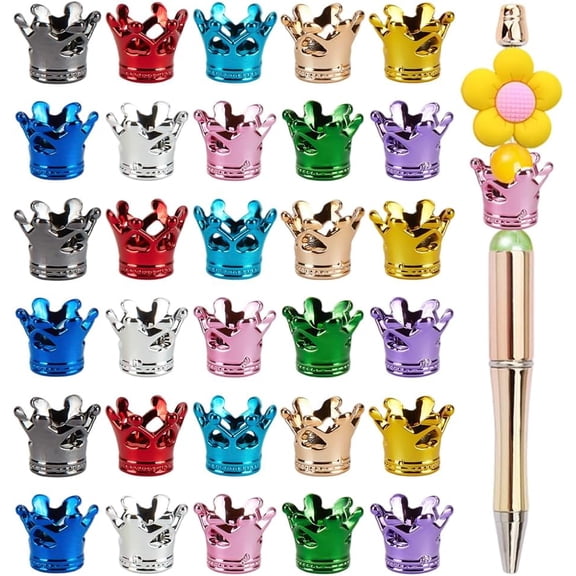 100Pcs 10 Colors Focal Beads for Pens Acrylic Colorful Shape Beads Bling Glitter Focal Bead for Beadable Pen Keychain Jewelry Making Bracelet Neckalce Crafts Charms