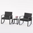 thumbnail image 3 of Lofka 3-Piece Patio Furniture Set Clearance with Tempered Glass Coffee Table and Rattan Rocking Chairs for Outdoor, Porch & Balcony, Black, 3 of 11