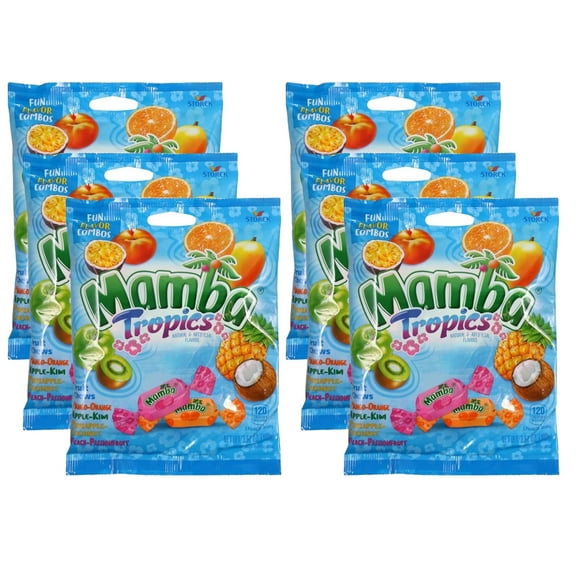 Mamba Tropics Fruit Chews Chewy Candy, 3.52 oz - (6 Pack)