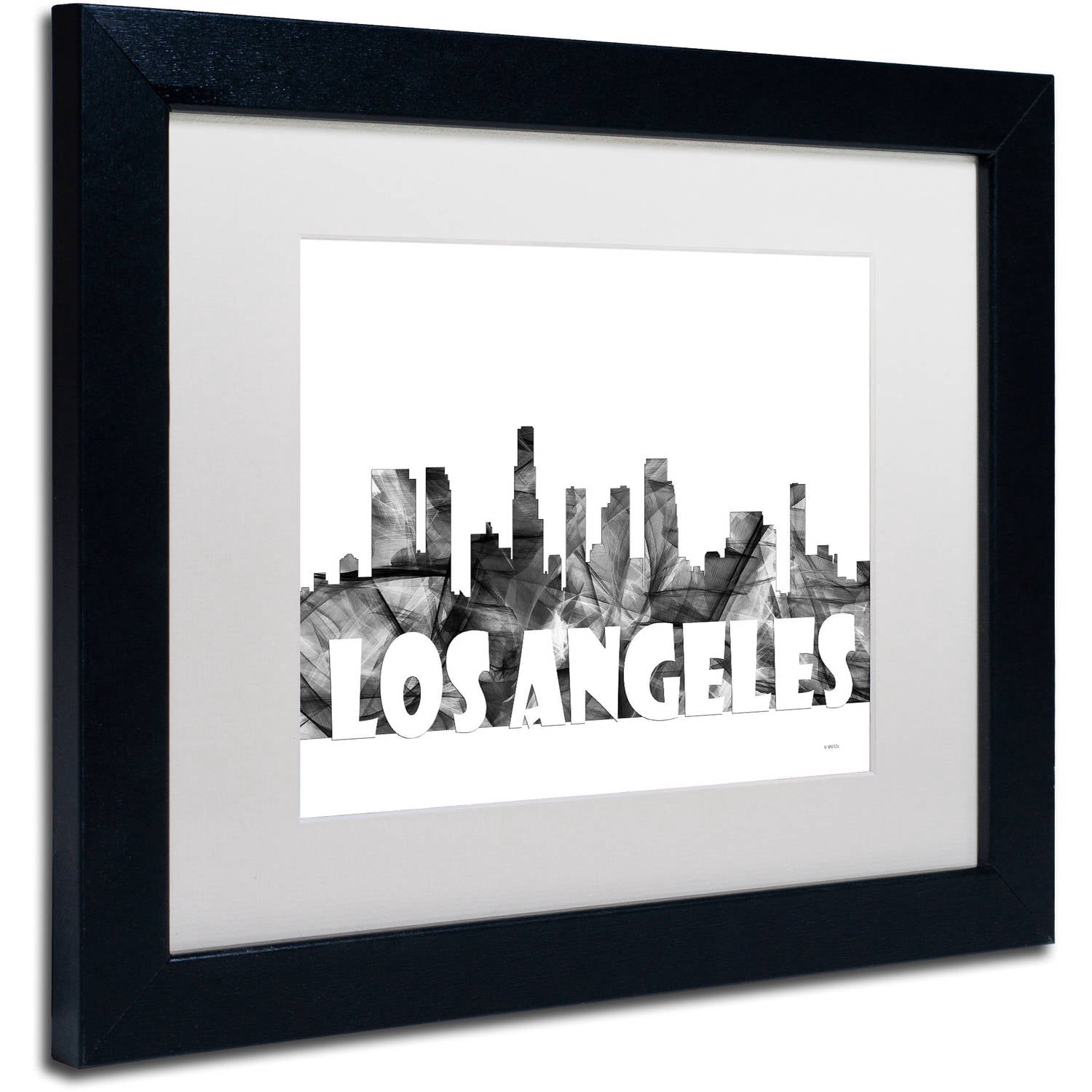 Trademark Fine Art 'Los Angeles CA Skyline BG-2' Canvas Art by Marlene Watson, White Matte, Black Frame
