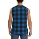 thumbnail image 4 of Balery Blue Black Plaid Camisetas sin mangas para hombre, absorbe la humedad y protege contra el mal olor.-Large, 4 of 7