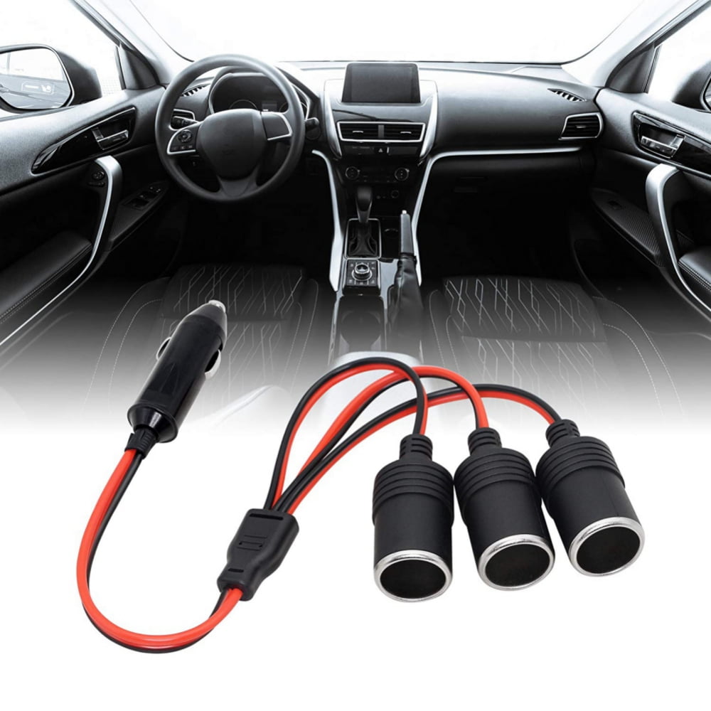 1 to 3 Car Cigarette Lighter 12v 24v Power Charger Adapter 3 Way Socket  Splitter Female Socket Plug Extension Cord Cable
