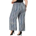 thumbnail image 3 of Agnes Orinda Women's Plus Size Palazzo Pants Stripe Boho Wide Leg Paper Bag Pant Beach Casual Summer Trousers 3X Blue, 3 of 6